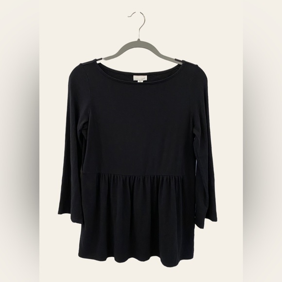 J. Jill Tops - Jill Black Pima Cotton Peplum Tunic Top Buttery Soft 3/4 Sleeve Size XS